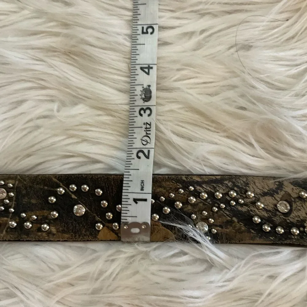 Nocona Brown Women's Genuine Leather Studded Western Cowboy Belt Size M